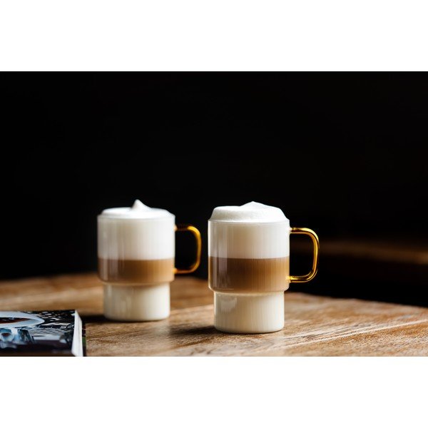 Žluté skleněné hrnky v sadě 2 ks na cappuccino 350 ml Livio – Vialli Design-image-3