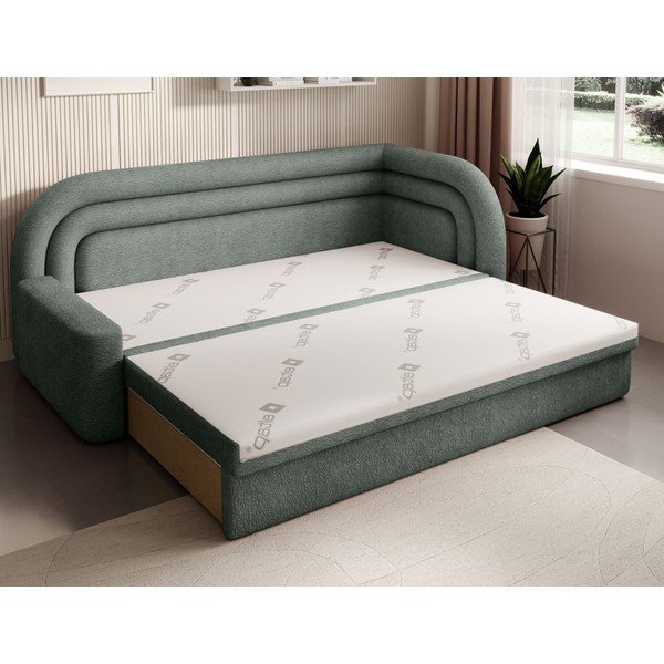 Zelená žinylková rozkládací/s úložným prostorem pohovka pravý roh 223 cm Fabillo – ELTAP-image-3