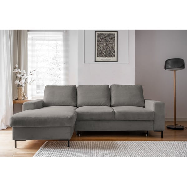Šedá manšestrová rozkládací rohová pohovka (levý roh) Lofty Lilly – Miuform-image-1