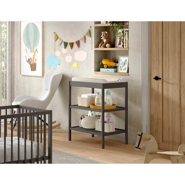 Antracitový přebalovací pult z bukového dřeva Dino – Vipack-image-1