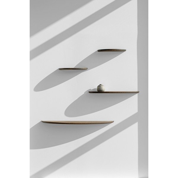 Hnědá police z dubového dřeva 100 cm Mu – Gazzda-image-3