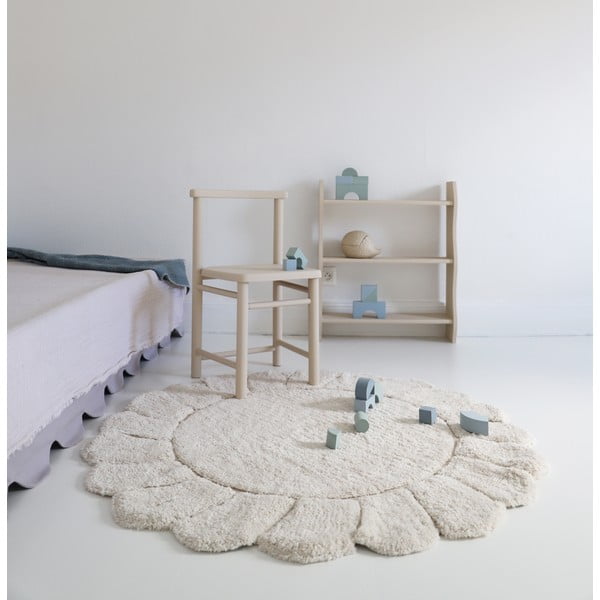 Krémový pratelný ručně tkaný bavlněný dětský koberec ø110 cm Gabrielle – Nattiot-image-3