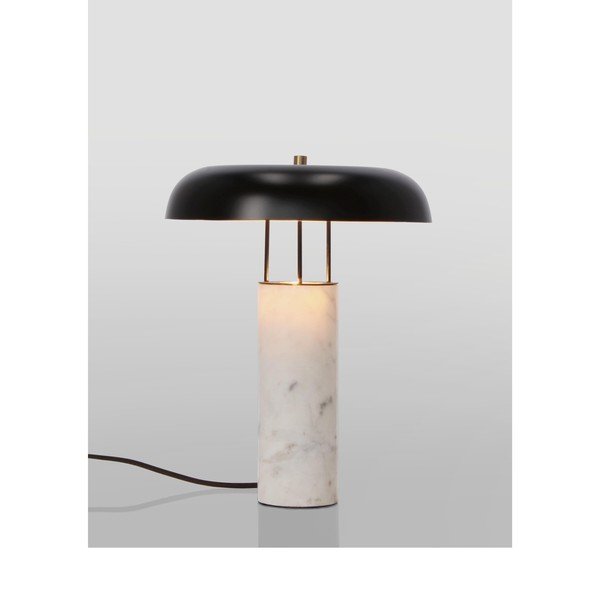Černobílá mramorová stolní lampa s kovovým stínidlem (výška 33 cm) Kaithal – Bizzotto-image-2