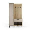 Předsíňová sestava v dekoru dubu v krémovo-přírodní barvě 108x195x35 cm Heidy – Marckeric