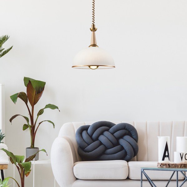 Závěsné svítidlo ve zlato-přírodní barvě se skleněným stínidlem ø 30 cm Ciara – LAMKUR-image-2