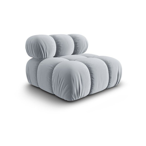 Světle modrý sametový modul pohovky (středový díl) Bellis – Micadoni Home-image-3
