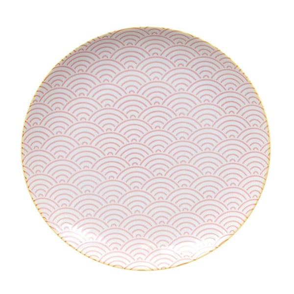 Růžový porcelánový talíř Tokyo Design Studio Big Wave, ⌀ 25,7 cm