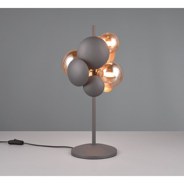 Stolní lampa se skleněným stínidlem v šedo-zlaté barvě (výška 50 cm) Bubble – Trio Select-image-1