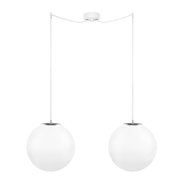 Bílostříbrné dvojité závěsné svítidlo s bílým kabelem a bílou objímkou Sotto Luce Tsuki, Ø 30 cm