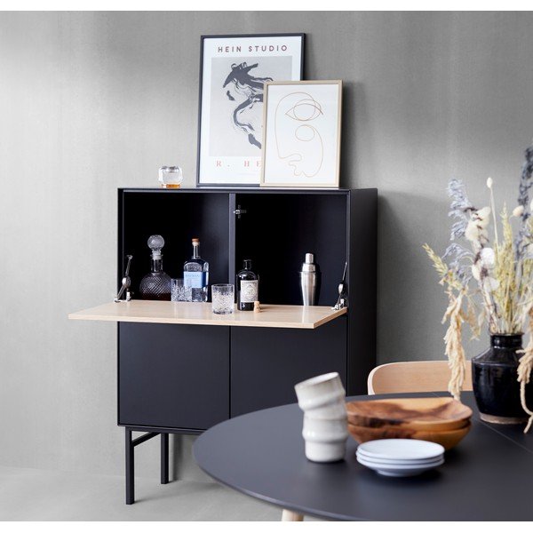 Černá vinotéka v dekoru dubu 91x111 cm Edge - Hammel Furniture-image-1