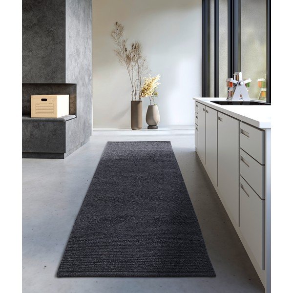 Tmavě šedý ručně tkaný vlněný běhoun 80x200 cm Francois – Villeroy&Boch-image-1