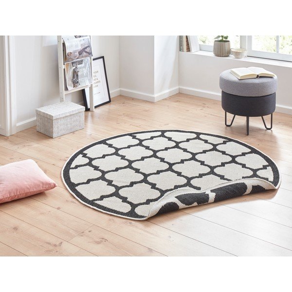 Černo-krémový venkovní koberec NORTHRUGS Palermo, ⌀ 200 cm-image-1