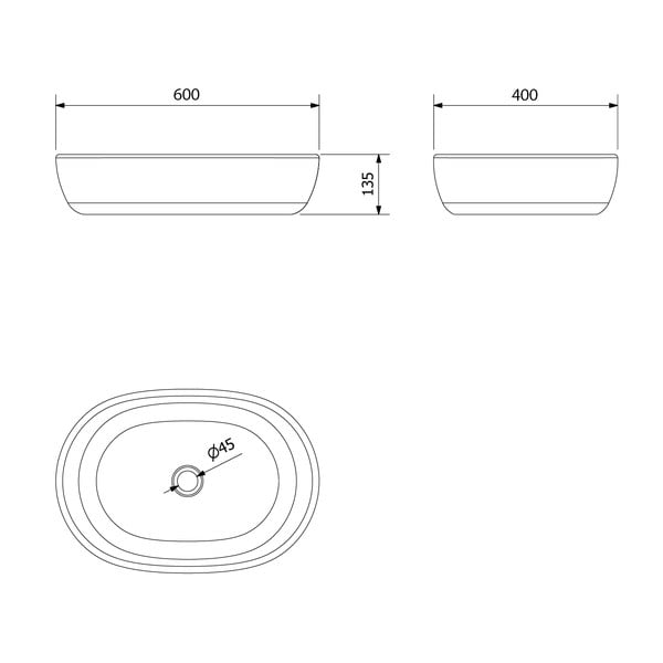Černé/modré keramické umyvadlo 60x40 cm Priori – Sapho-image-3