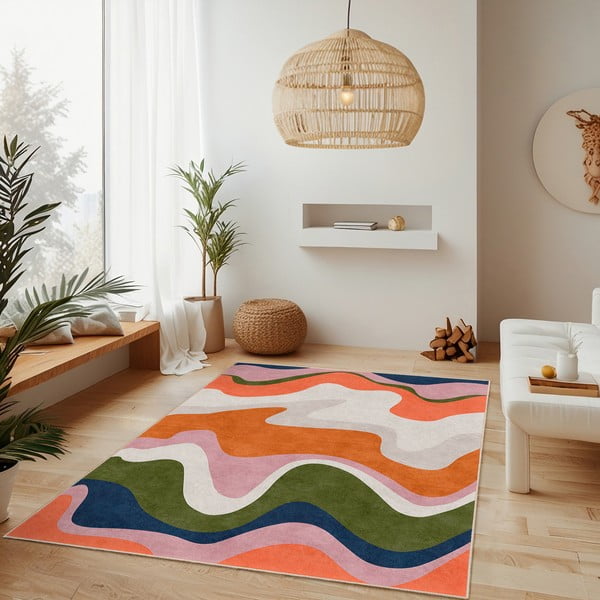 Oranžový pratelný koberec 80x150 cm Squiggly Orange – Mila Home-image-1
