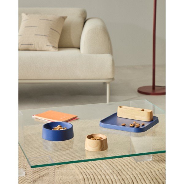 Tmavě modré/v přírodní barvě dřevěné servírovací misky v sadě 4 ks Bletz – Kave Home-image-1