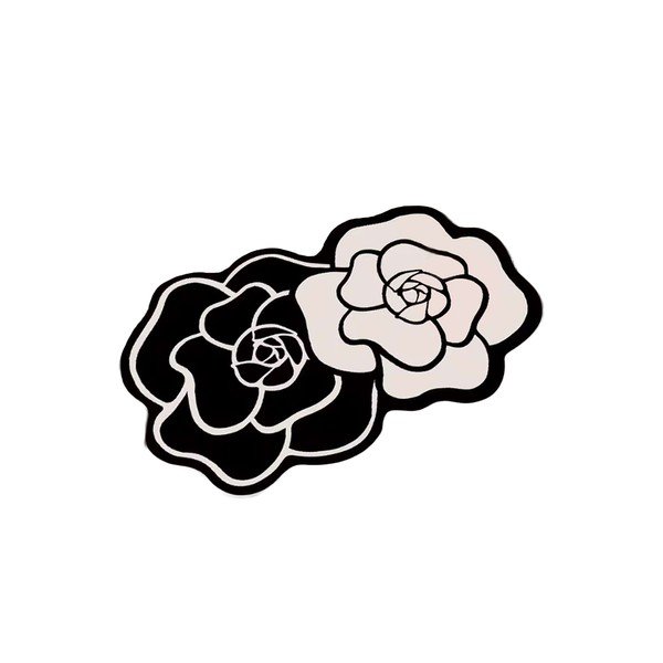 Černobílá koupelnová předložka 60x100 cm Bungari Rose – Foutastic