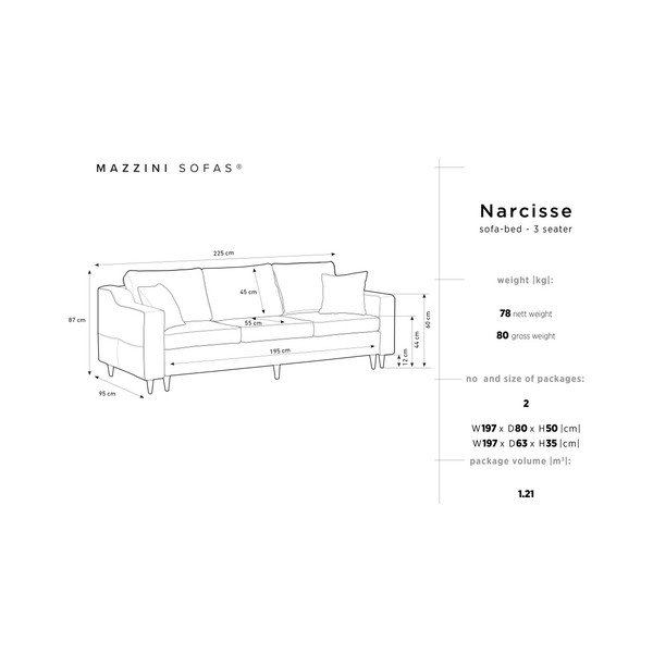 Světle zelená třímístná rozkládací pohovka s úložným prostorem Mazzini Sofas Narcisse-image-3