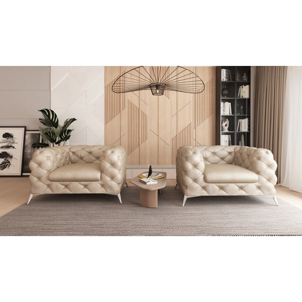 Béžové sametové křeslo Chelsea – Ropez-image-1