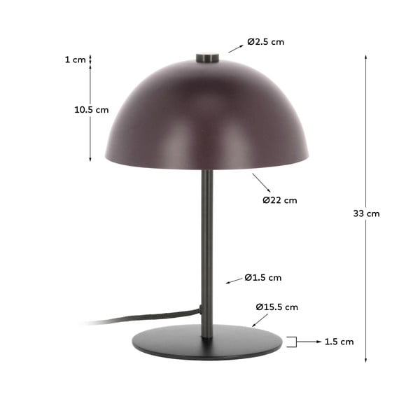 Vínová stolní lampa s kovovým stínidlem (výška 33 cm) Aleyla – Kave Home-image-4