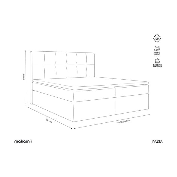 Světle šedá boxspring postel s úložným prostorem 160x200 cm Palta – Makamii-image-3