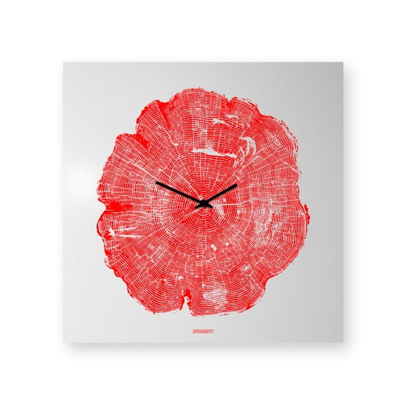 Nástěnné hodiny dESIGNoBJECT.it Life Red, 50 x 50 cm 