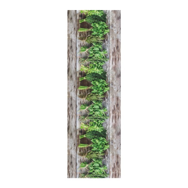 Hnědo-zelený běhoun Floorita Aromatica, 58 x 115 cm