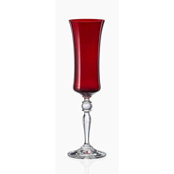 Sada 6 červených sklenic na šampaňské Crystalex Extravagance, 190 ml