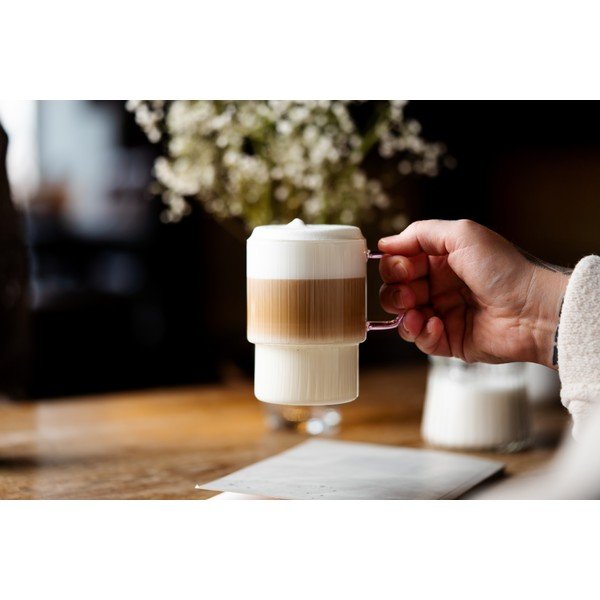 Růžové skleněné hrnky v sadě 2 ks na cappuccino 350 ml Livio – Vialli Design-image-4
