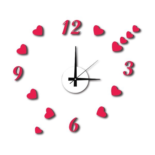 Nástěnné samolepicí hodiny Mauro Ferretti Hearts, ⌀ 50 cm