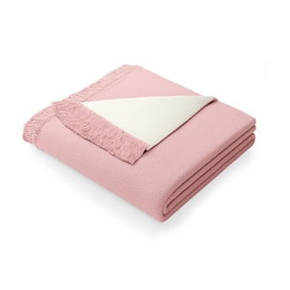 Pudrově růžová deka s příměsí bavlny AmeliaHome Franse, 150 x 200 cm