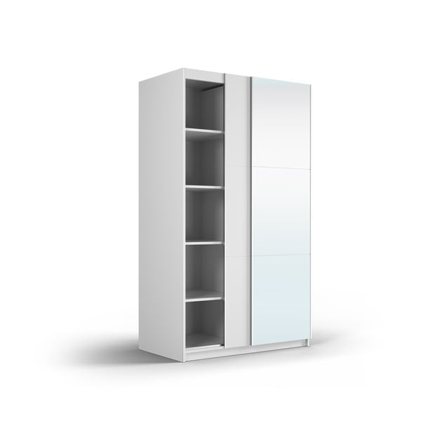 Bílá šatní skříň se zrcadlem a s posuvnými dveřmi 122x215 cm Lisburn - Cosmopolitan Design-image-4