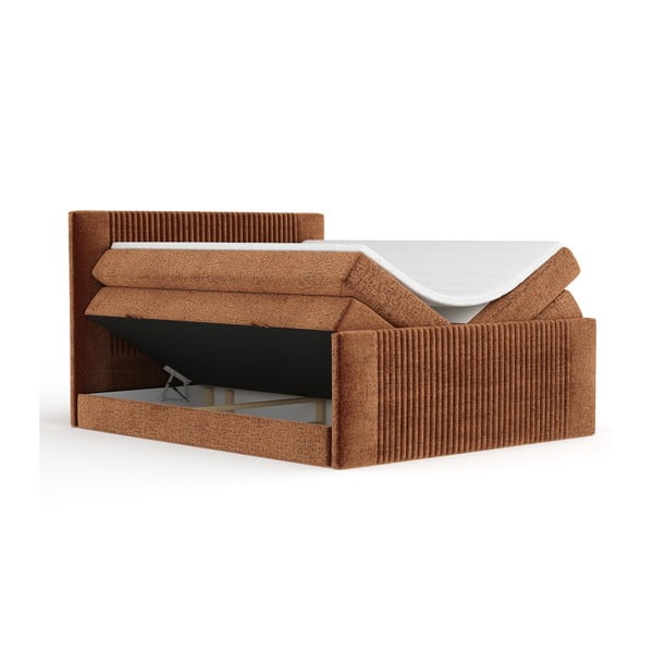 Oranžová boxspring postel s úložným prostorem 160x200 cm Bergamo – Maison de Rêve-image-2