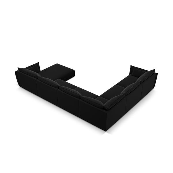 Černá sametová rohová pohovka (levý roh/do "U") Vanda – Mazzini Sofas-image-3