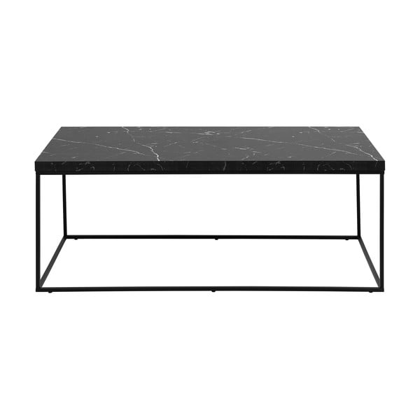 Černý konferenční stolek s deskou v dekoru mramoru 55x110 cm Barossa – Actona