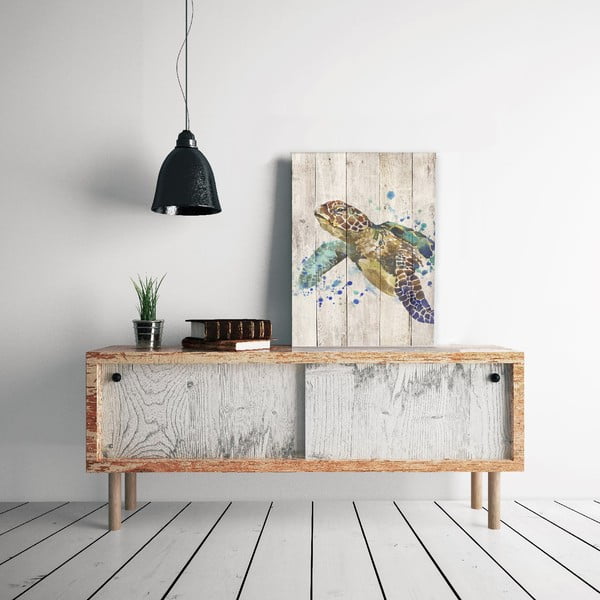 Dřevěná nástěnná dekorativní cedule Surdic Watercolor Turtle, 40 x 60 cm-image-1