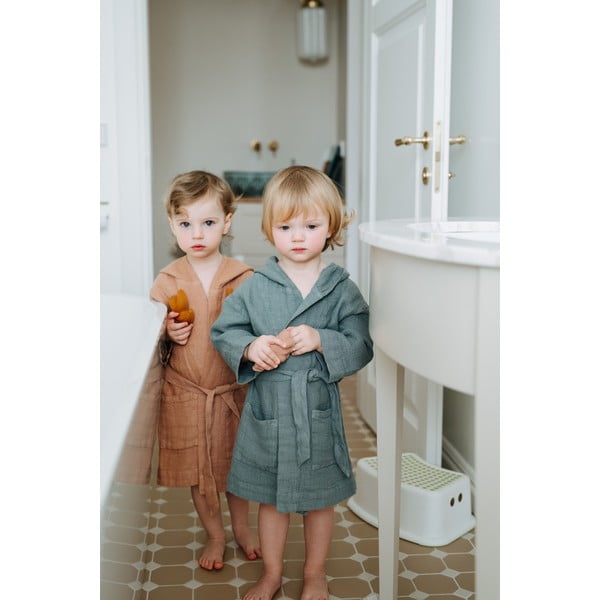 Dětský modrý lněný župan Linen Tales Nature, vel. 104 - 116-image-3
