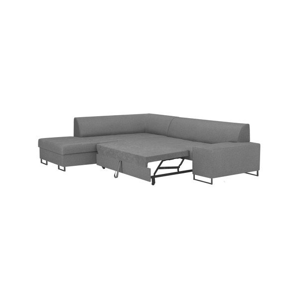 Světle šedá rohová rozkládací pohovka s nohami v černé barvě Cosmopolitan Design Orlando, levý roh-image-4