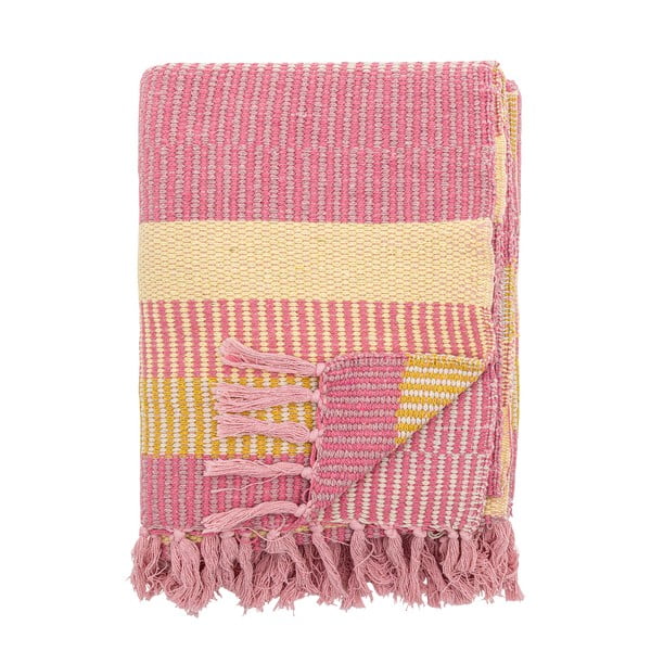 Žlutá/růžová deka z recyklované bavlny 130x160 cm Isnel – Bloomingville-image-4