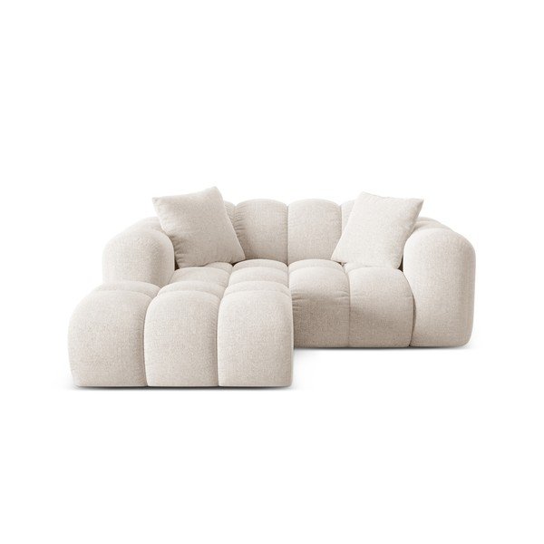 Krémová žinylková rohová pohovka (levý roh/s lenoškou) Treno – Cosmopolitan Design