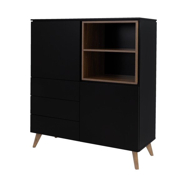 Vysoká komoda v dekoru ořechu v černo-přírodní barvě 120x133 cm Plain – Tenzo-image-2