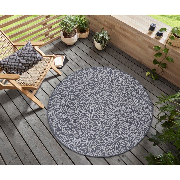 Antracitový kulatý koberec ø 120 cm Twig – Hanse Home-image-1