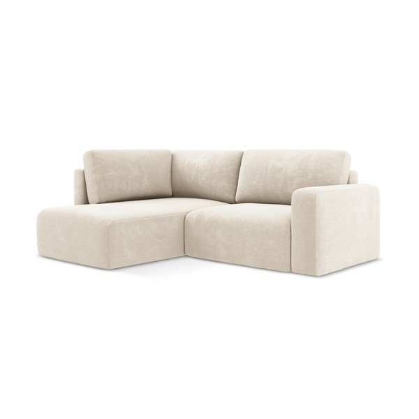 Krémová žinylková rozkládací/s úložným prostorem rohová pohovka (levý roh/do L) Kona – Makamii-image-2