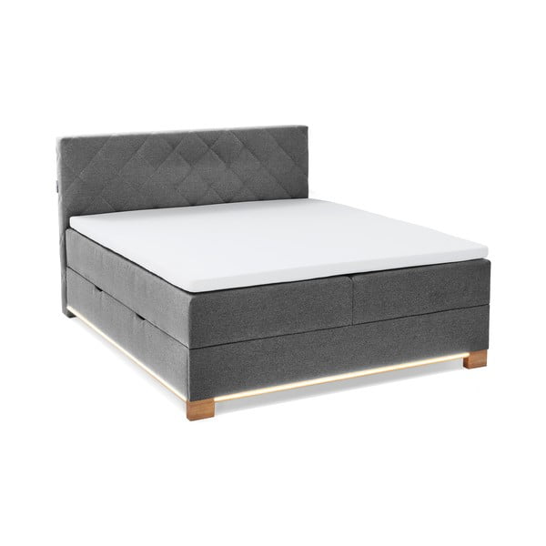 Šedá boxspring postel s úložným prostorem 180x200 cm Messina – Meise Möbel