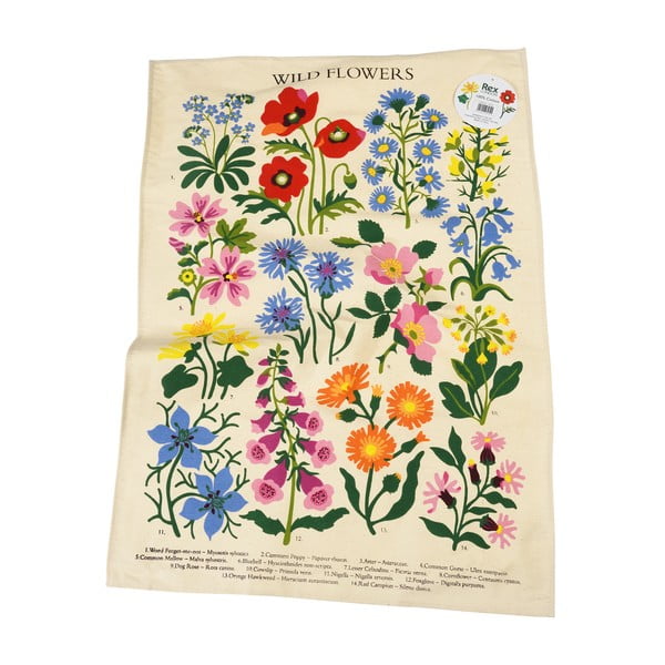 Béžová bavlněná utěrka Rex London Wild Flowers, 50 x 70 cm