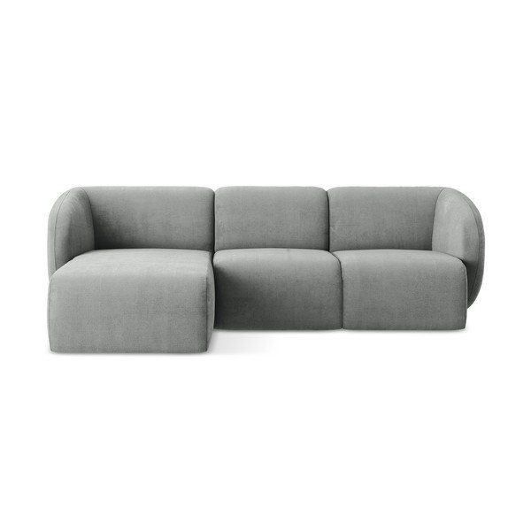 Šedá žinylková rohová pohovka (levý roh/s lenoškou) Lani – Makamii