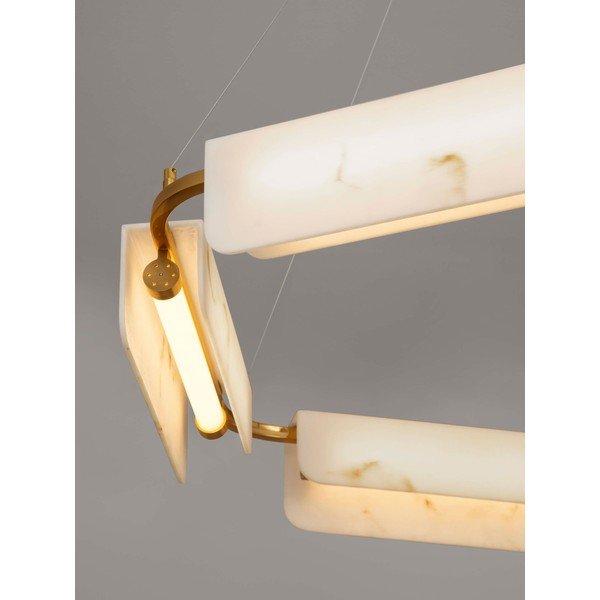 Krémové/v mosazné barvě LED stmívatelné závěsné svítidlo v dekoru mramoru ø 93 cm Aider – Nova Luce-image-2
