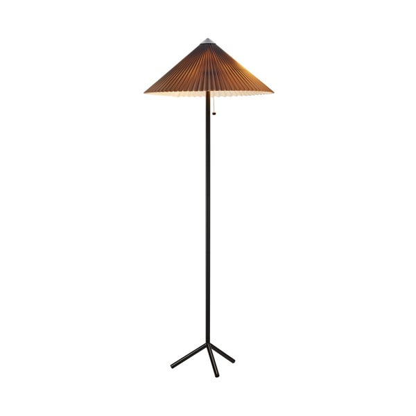 Černo-šedá stojací lampa s textilním stínidlem (výška 140 cm) Plisado – Markslöjd
