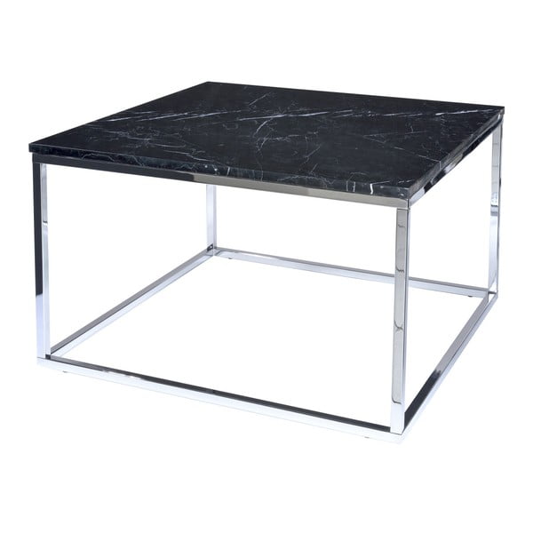 Černý mramorový konferenční stolek s chromovaným podnožím RGE Accent, šířka 75 cm