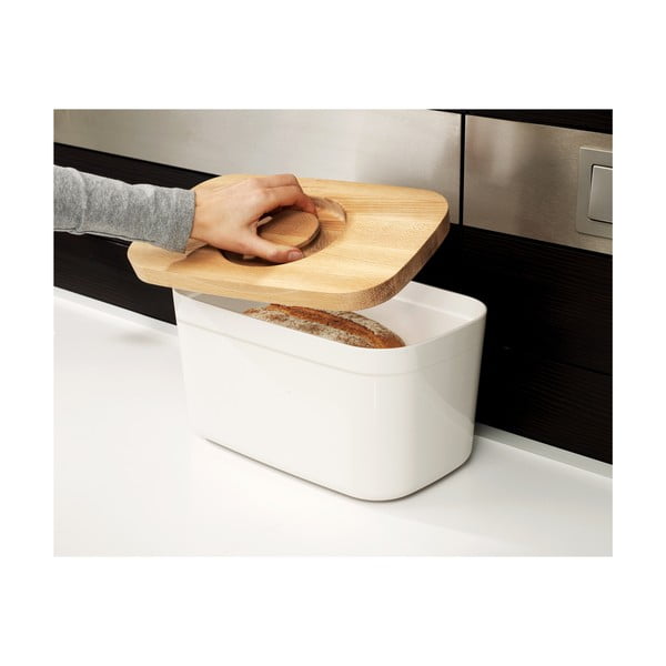 Bílý chlebník s dřevěným víkem Joseph Joseph Bin-image-3