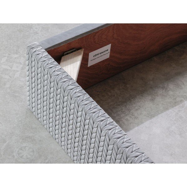 Šedá čalouněná dvoulůžková postel s úložným prostorem s roštem 160x200 cm Adele – Bobochic Paris-image-4